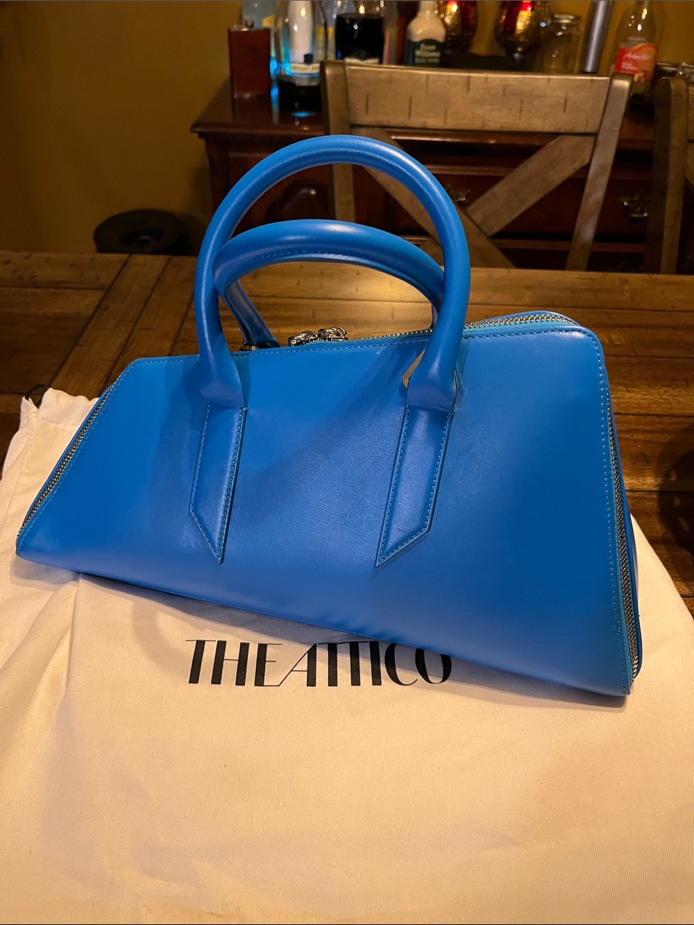 The Attico Electric Blue Triangular Top-Handle Satchel